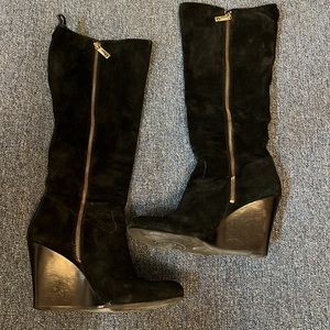 Tory Burch suede wedge boots with zipper.  Size 9